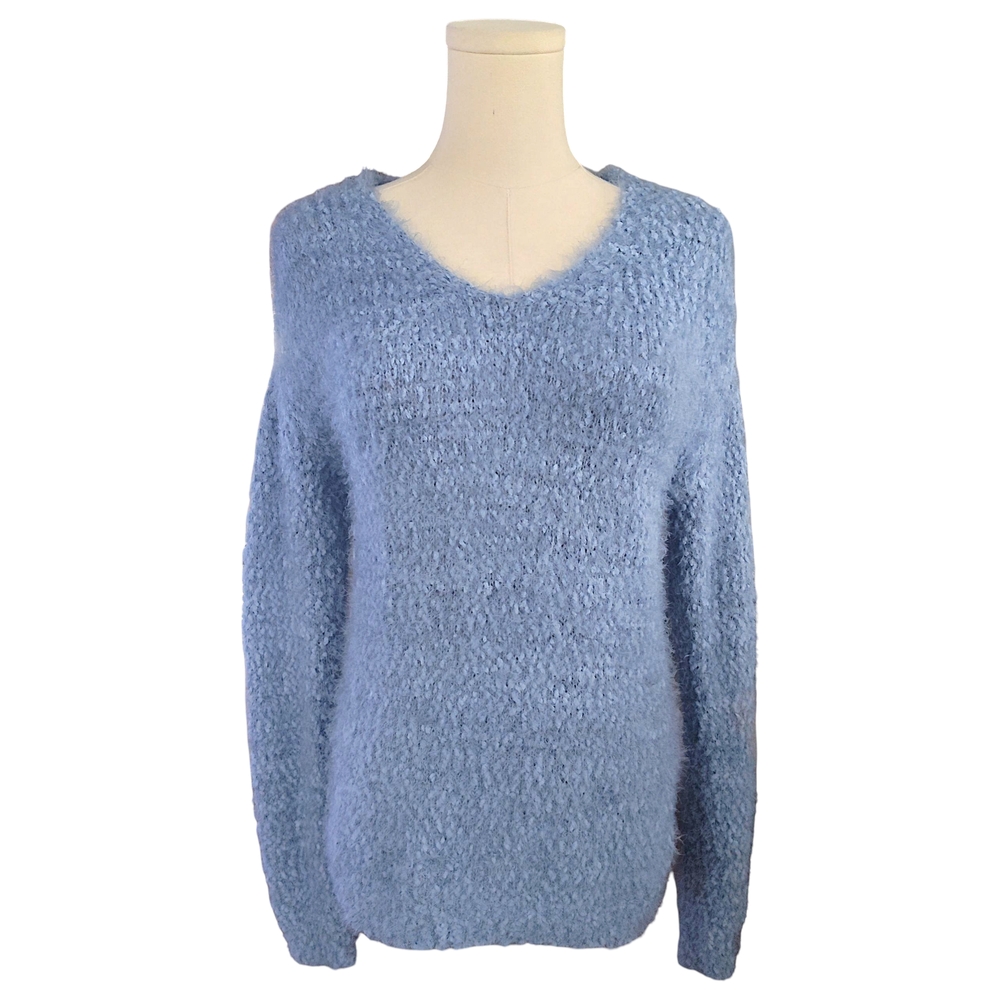 SO Fuzzy Blue Knit Sweater Top Womens Size XS